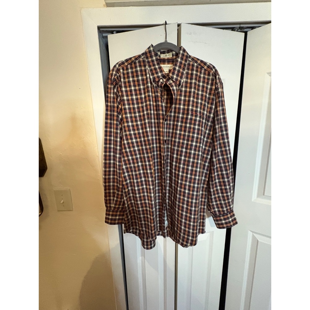 Cutter & Buck Large 100% Cotton Plaid Long Sleeve Button‎ Up Shirt